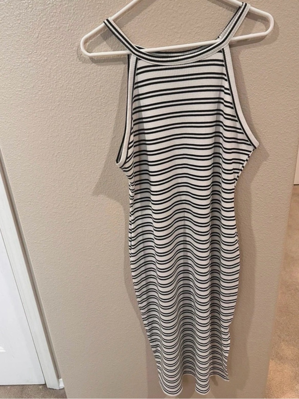 Striped Black & White Midi Tank Dress